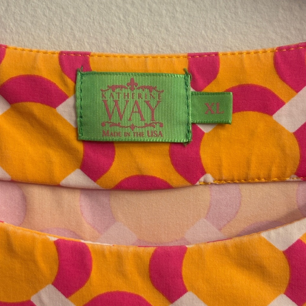 Katherine Way Pink and Yellow Geometric Tank Top - Picture 3 of 3